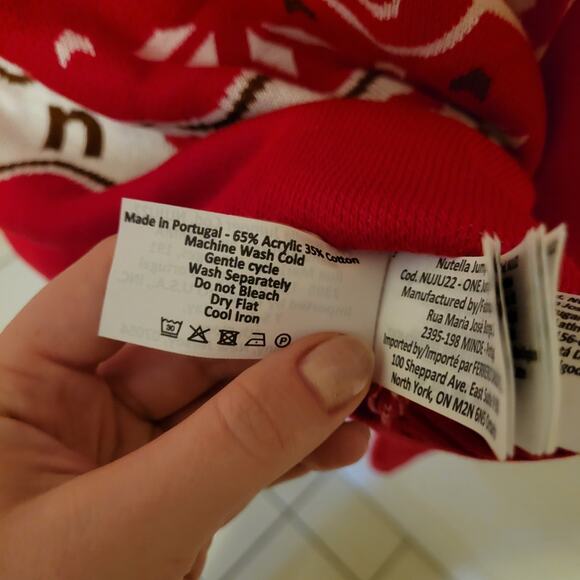 Nutella Holiday Sweater Unisex Medium Red Heart Jar Official Ugly Christmas - Picture 7 of 9